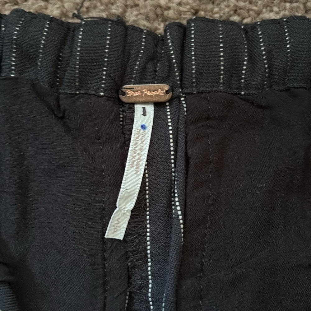 Free People Women's Black Pinstripe Pants - Picture 5 of 5